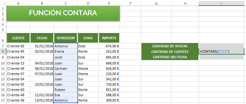 Función Estadística Contara